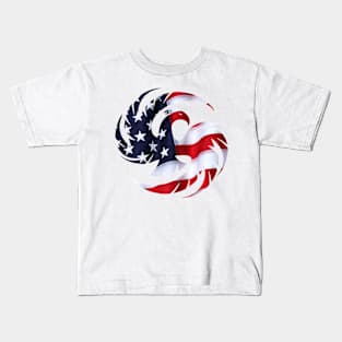 White USA Flag Patch United States American Kids T-Shirt